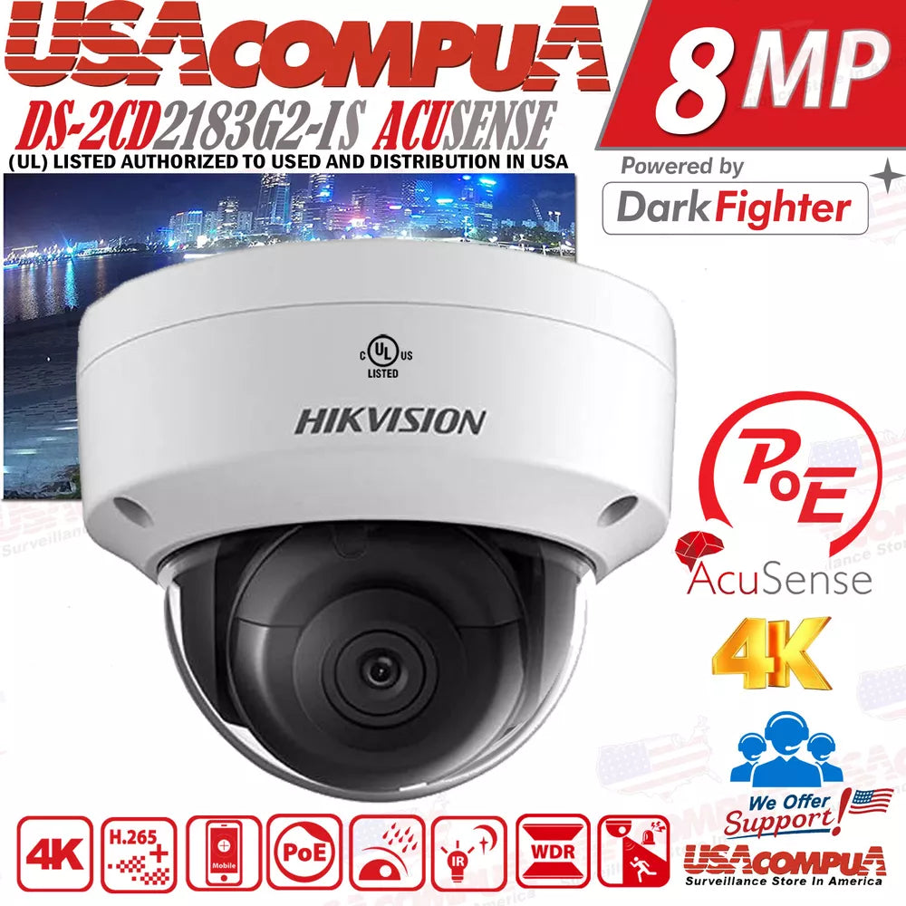 Sistemas de cámara IP Hikvision 4K 16CH 16 PoE Domo IR 8MP DS-2CD2185FWD-I LOTE