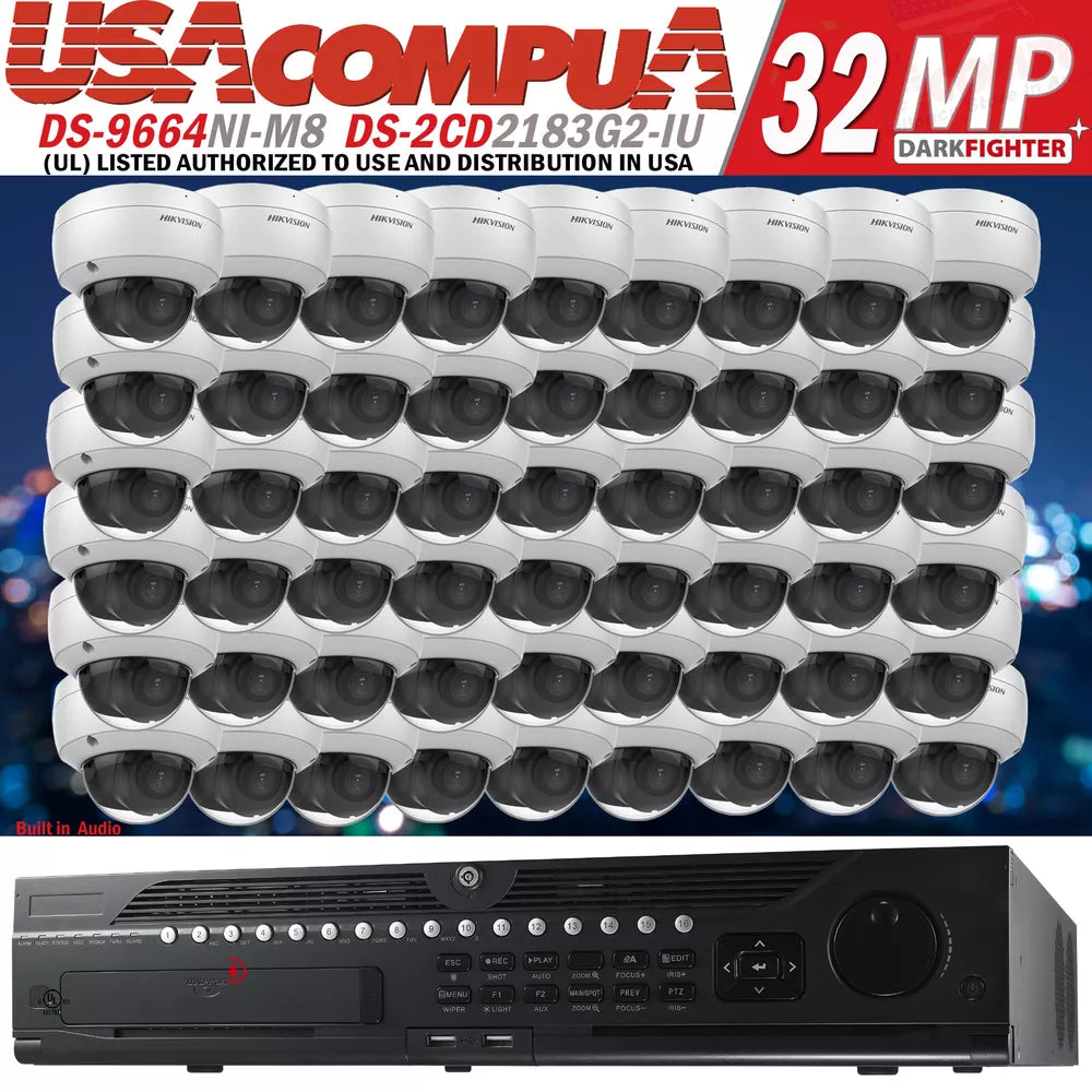 Hikvision 64CH Security System kit 4K Dome IP Camera DS-2CD2183G2-IU H.265 Lot