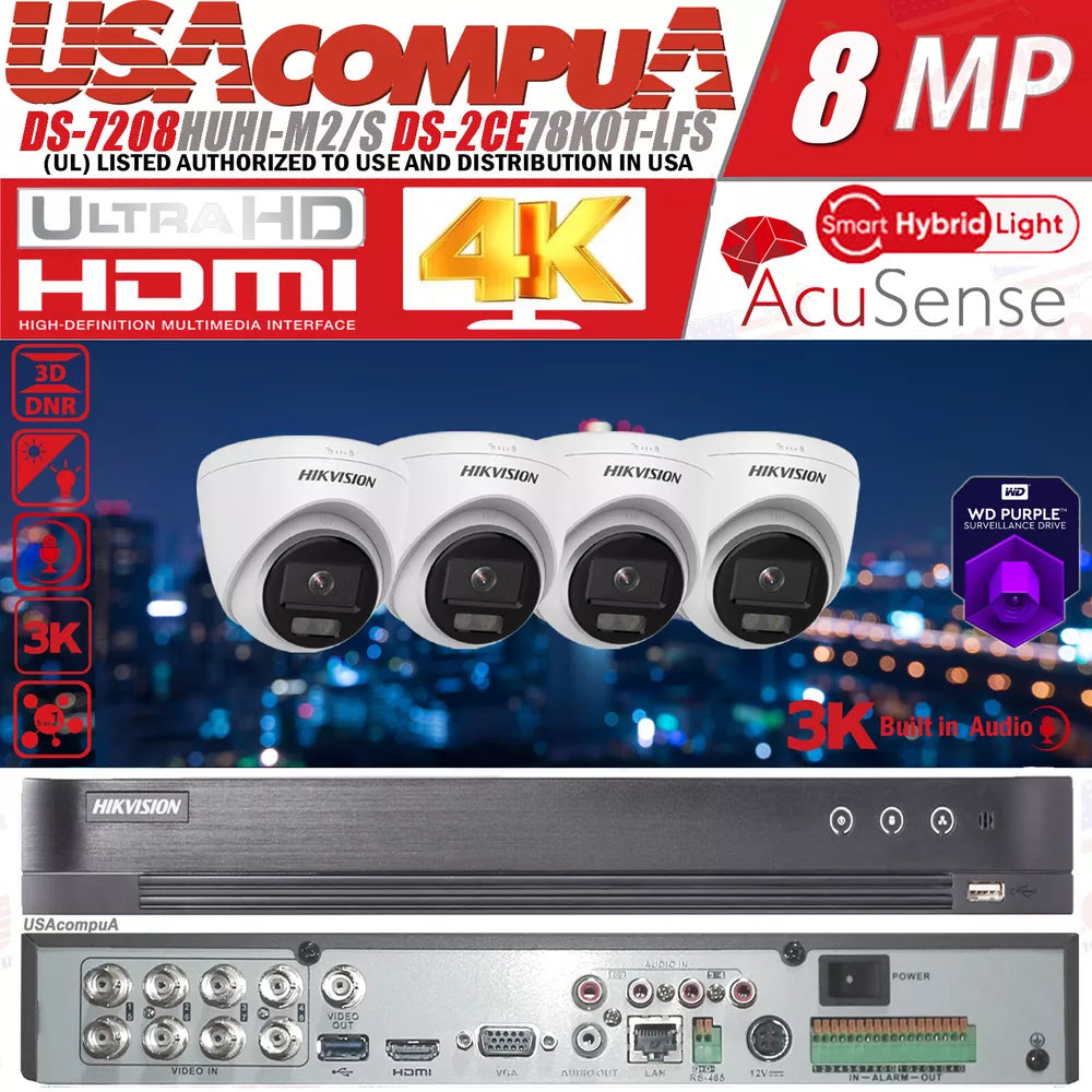 Hikvision 8Ch Home Security Cctv System Kit 8Mp Smart Ir Outdoor Camera Lo