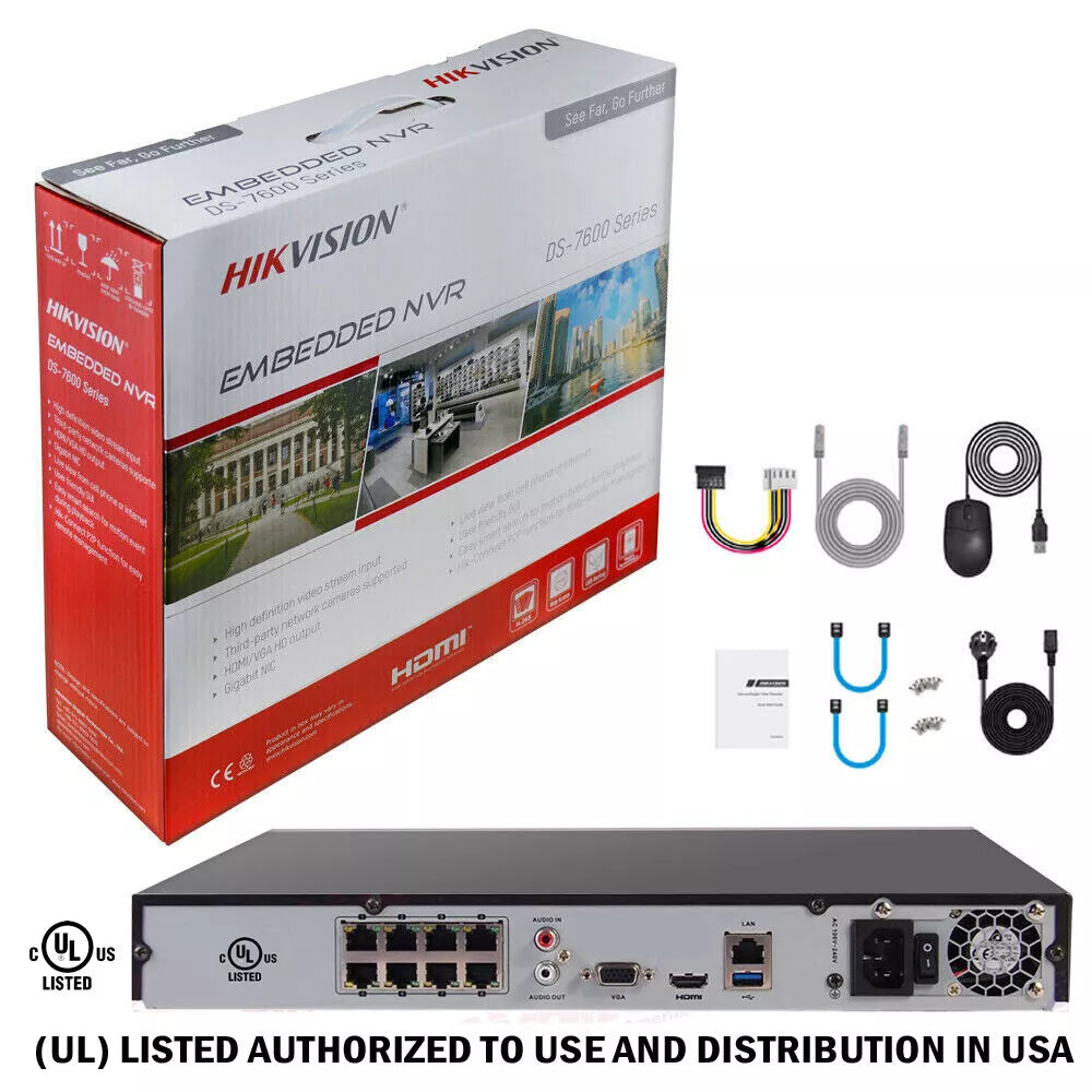 Hikvision 8CH 8POE IP Camera System 4K NVR DS-2CD1347G2-LUF 4MP 2.8m ColorVu Lo