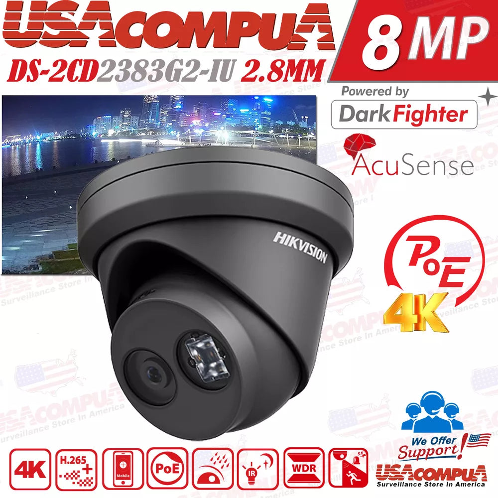 Hikvision 4K IP 4CH NVR CCTV Security Camera System PoE 8MP Darkfigther lot