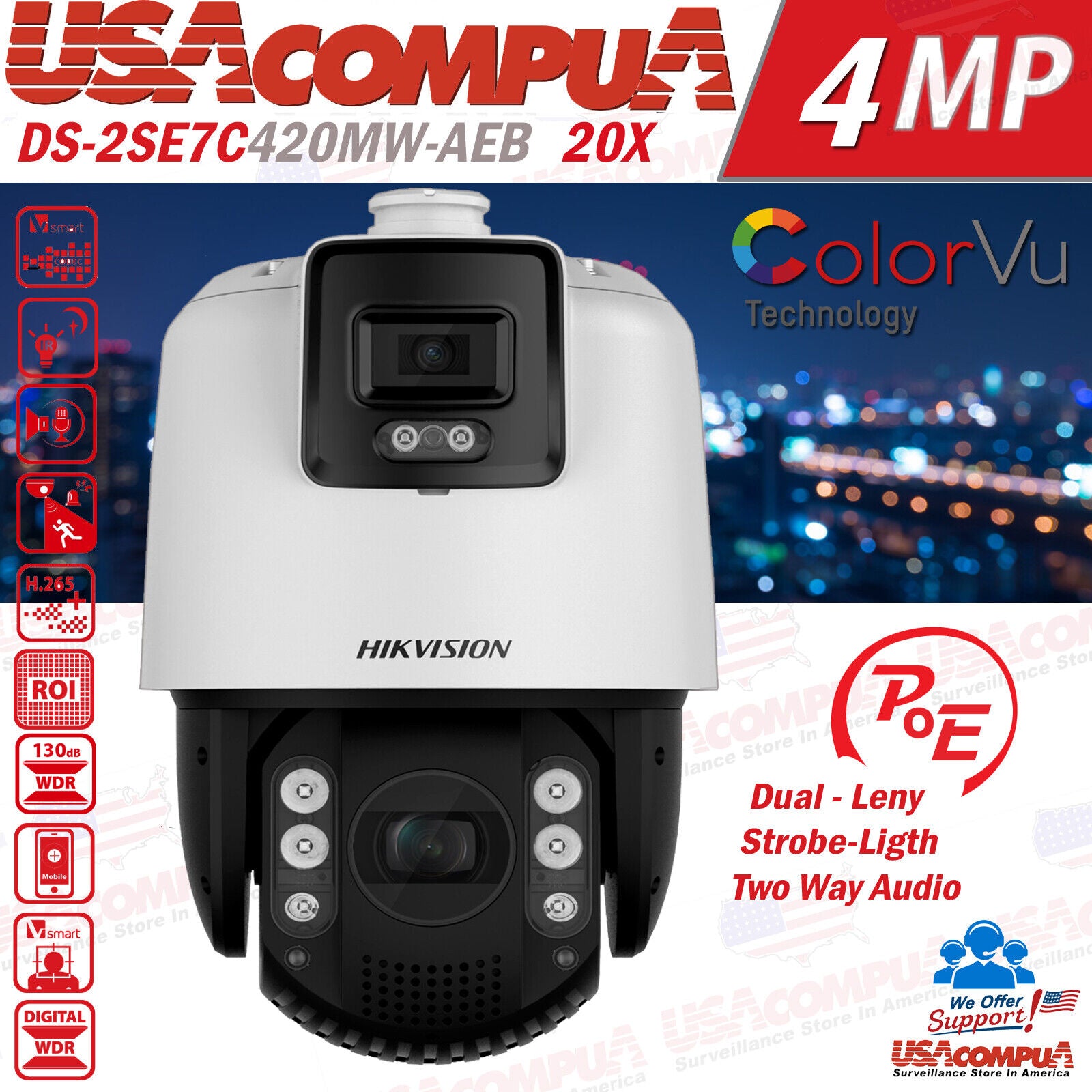 Hikvision 4MP PTZ DS-2SE7C420MW-AEB Zoom Camera PoE Smart-tracking