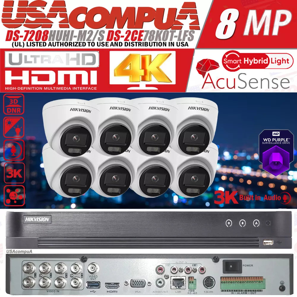 Hikvision 8Ch Home Security Cctv System Kit 8Mp Smart Ir Outdoor Camera Lo