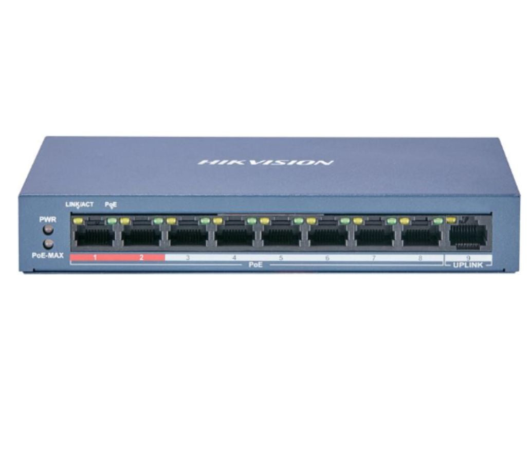 Hikvision DS-3E0109P-E/M(B) 8-Port PoE Switch with Long-Range Power & Surge Protection