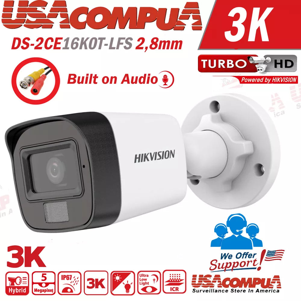 Hikvision 4K 4Mp 16Ch Cctv Camera System Ds-2Ce16K0T-Lfs 3K Dual Ligth Lot