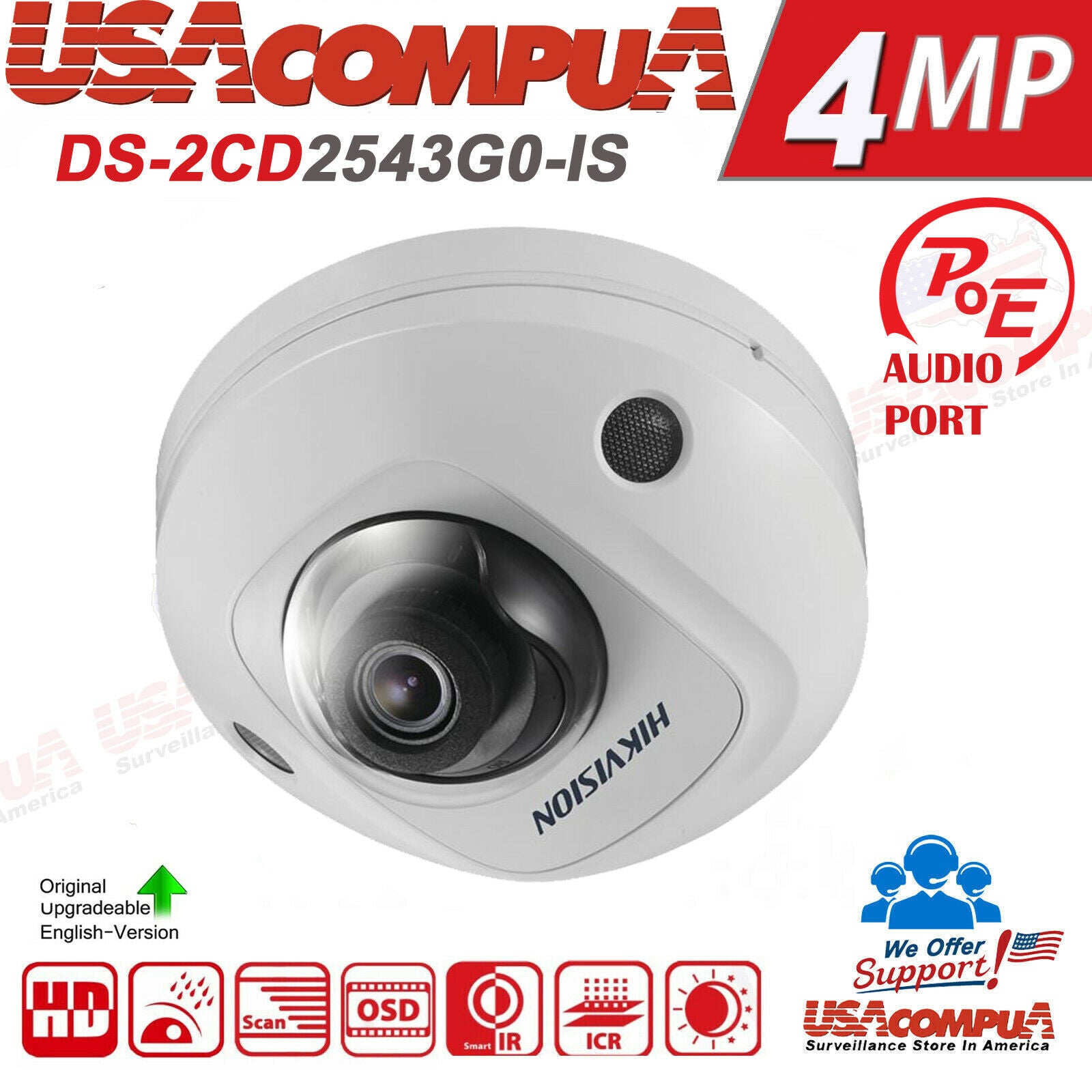 HIKVISION 4MP POE IP CAMERA DS-2CD2543G0-IWS Wireless Built-inMic H.265+