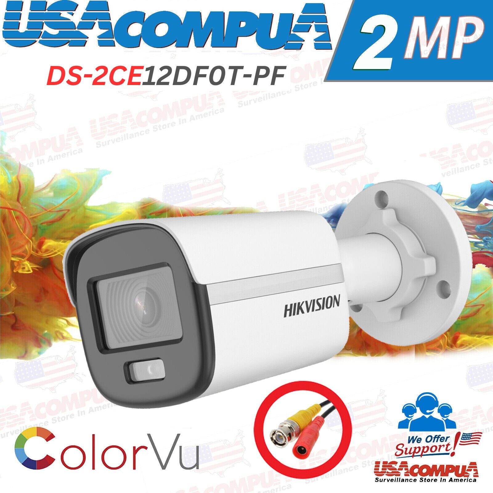 DS-2CE10DF0T-PF Hikvision 2MP ColorVu IR 2.8 MM Bullet Camera