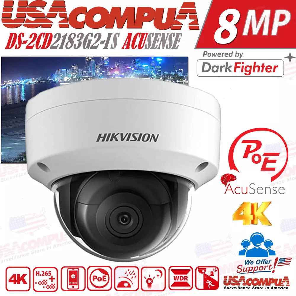 Hikvision NVR 4K 16CH 8MP 16 POE + Security IP Camera System DS-2CD2183G2-I Lot