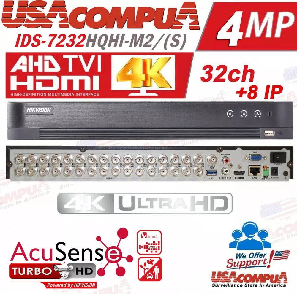 Hikvision 4K 32Ch Cctv Security Camera System 3K Smart Hybrid Light W/Audio Lot