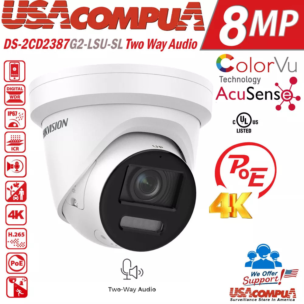 Hikvision 8 Channel 8K Ultra ColorVu Security Camera System 2-Way Audio 2.8m Lo