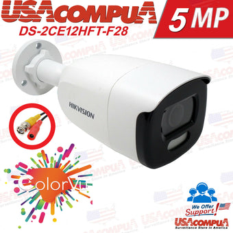 DS-2CE12HFT-F28 HIKVISION Cámara Bullet de exterior ColorVu de 5MP Lente fija de 2.8mm