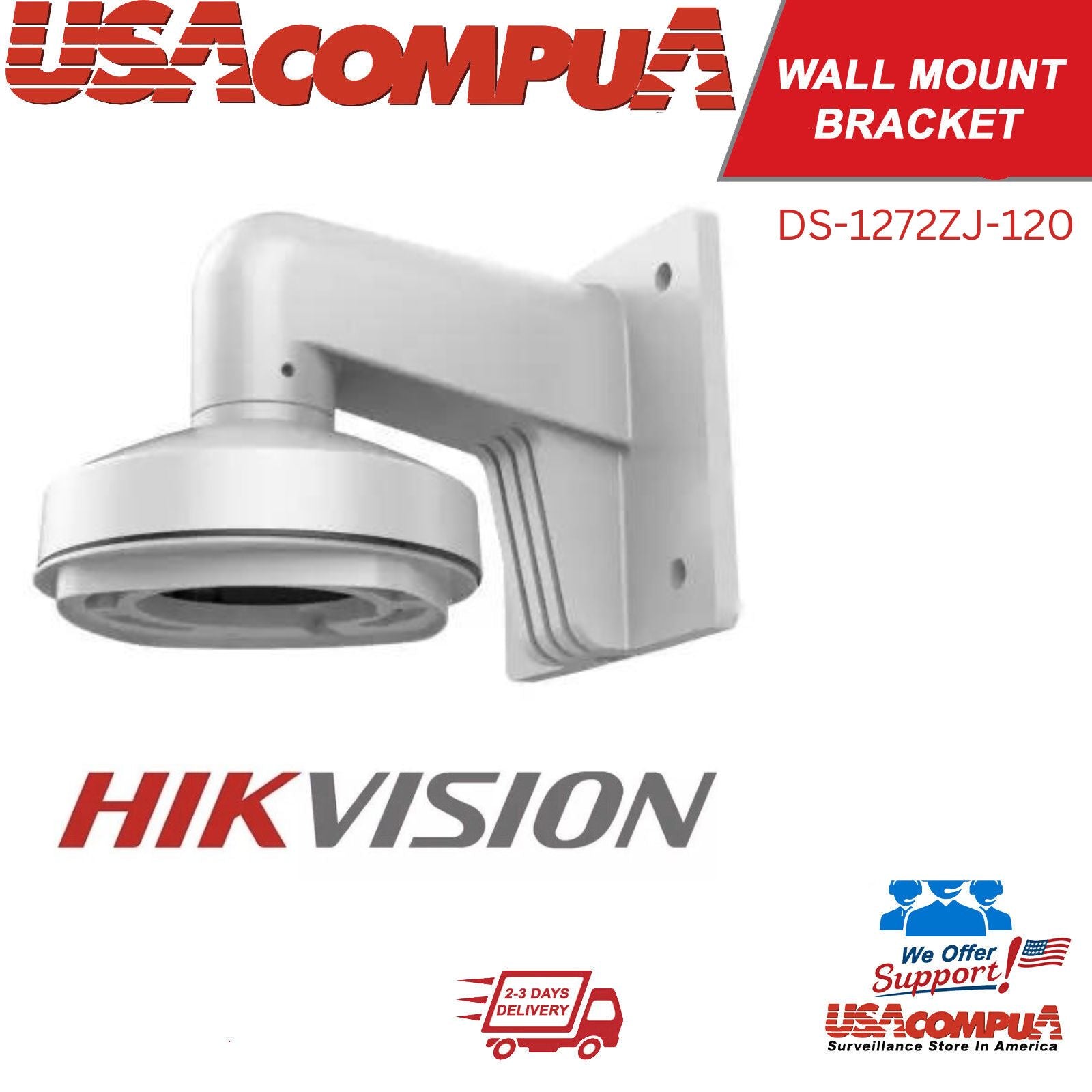 Hikvision DS-1272ZJ-120 White Aluminum Wall Mount with Internal Cable Routing