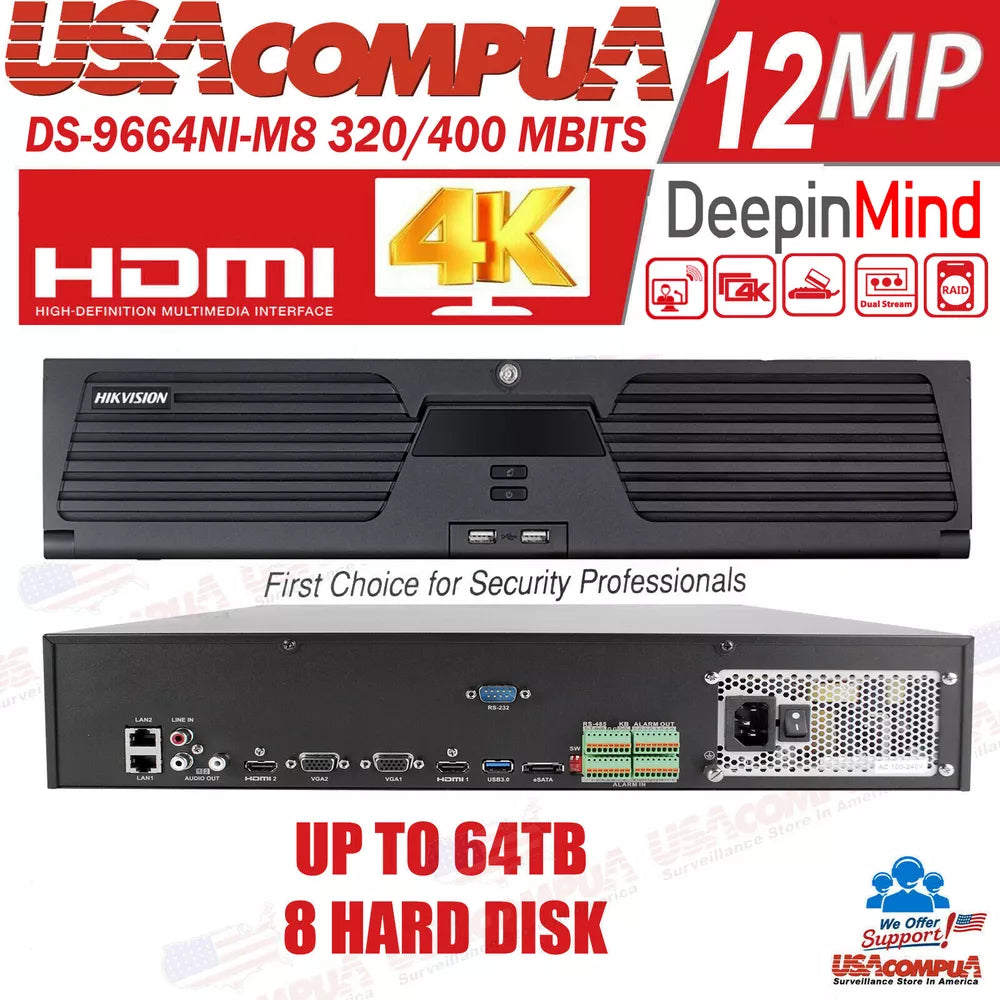 Hikvision 64CH Security System kit 4K Dome IP Camera DS-2CD2183G2-IU H.265 Lot