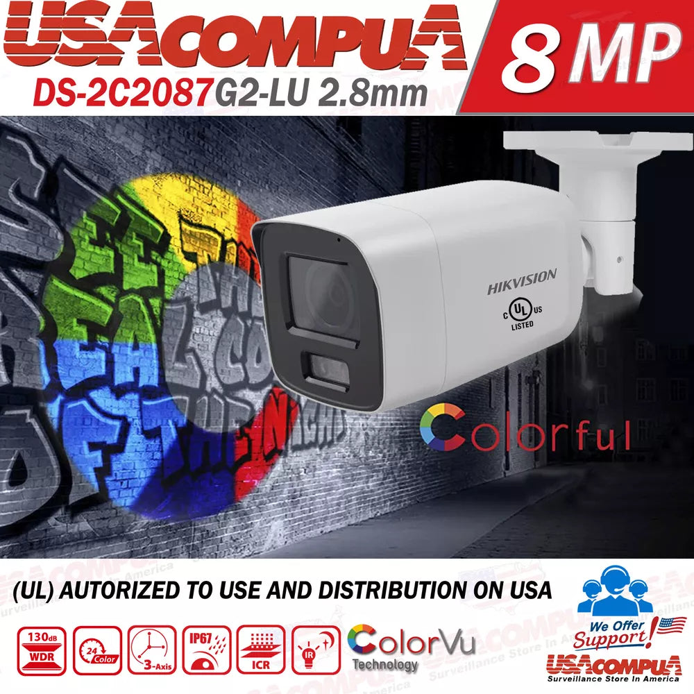 Hikvision 4CH 4PoE Mic ColorVu 8MP Security Camera System IP ACUSENSE Lo