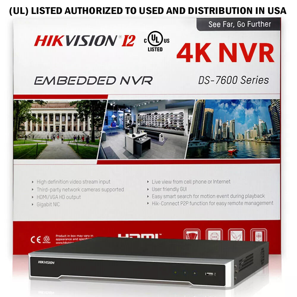 Hikvision 12MP 16CH NVR DS-7616NI-I2-16P IP Security Camera system W/Audio Lot