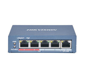 Switch PoE no administrado Fast Ethernet de 4 puertos Hikvision DS-3E0105P-EB