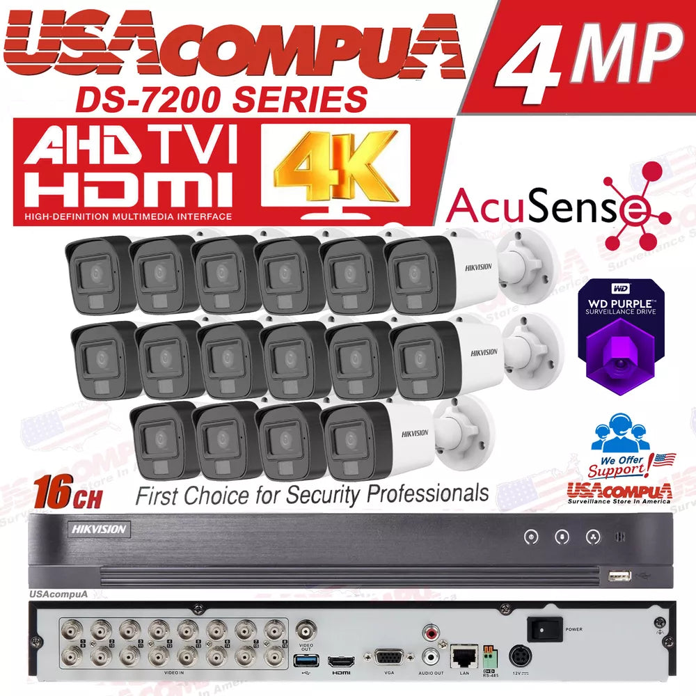 Hikvision 4K 4Mp 16Ch Cctv Camera System Ds-2Ce16K0T-Lfs 3K Dual Ligth Lot