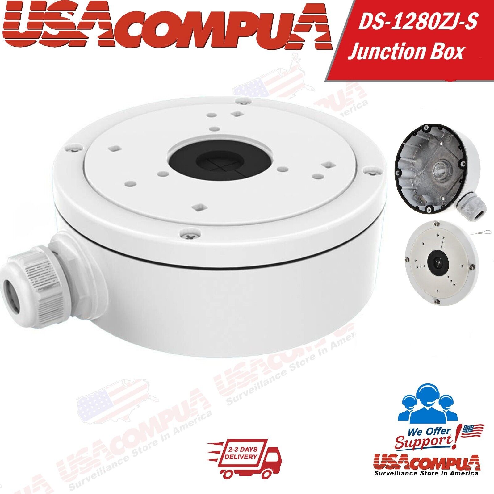 Hikvision DS-1280ZJ-S Aluminum Junction Box for Dome Cameras, White Finish