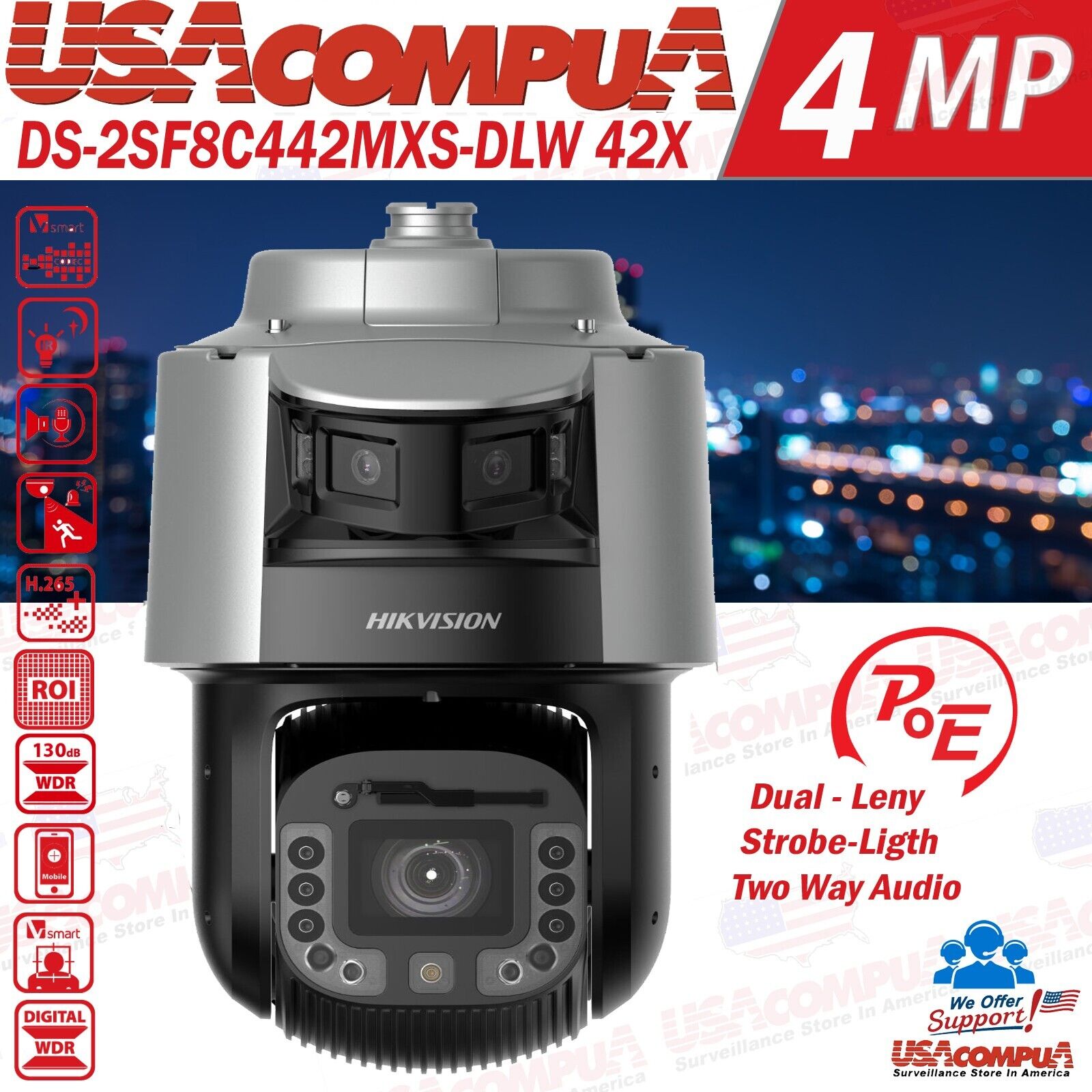 DS-2SF8C442MXS-DLW/26 TandemVu PTZ Camera with 42x Zoom, Panoramic View, IP67