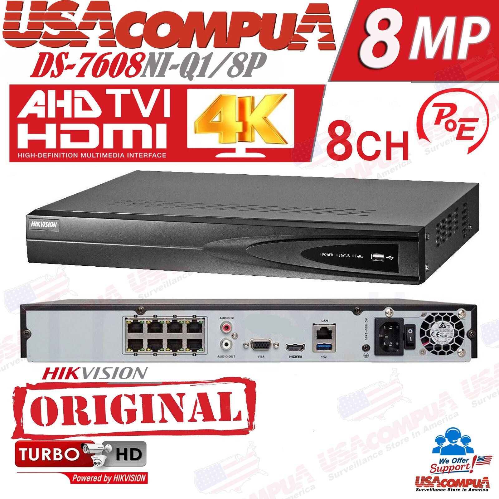 Hikvision DS-7608NI-Q1/8P 8-Channel 4K PoE Network Video Recorder NVR