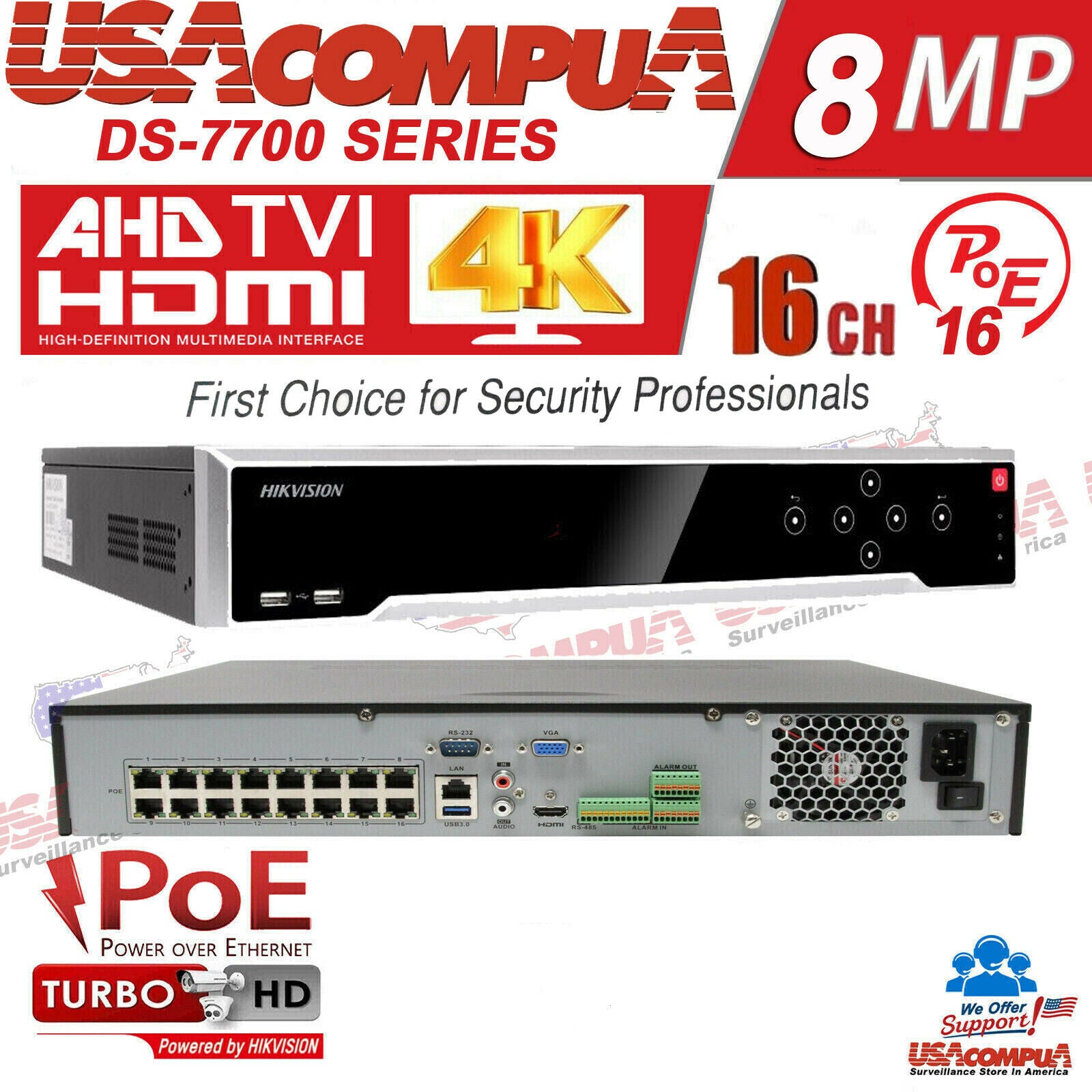 DS-7716NI-K4/16P HIKVISION NVR 16 CHANNEL 16CH POE