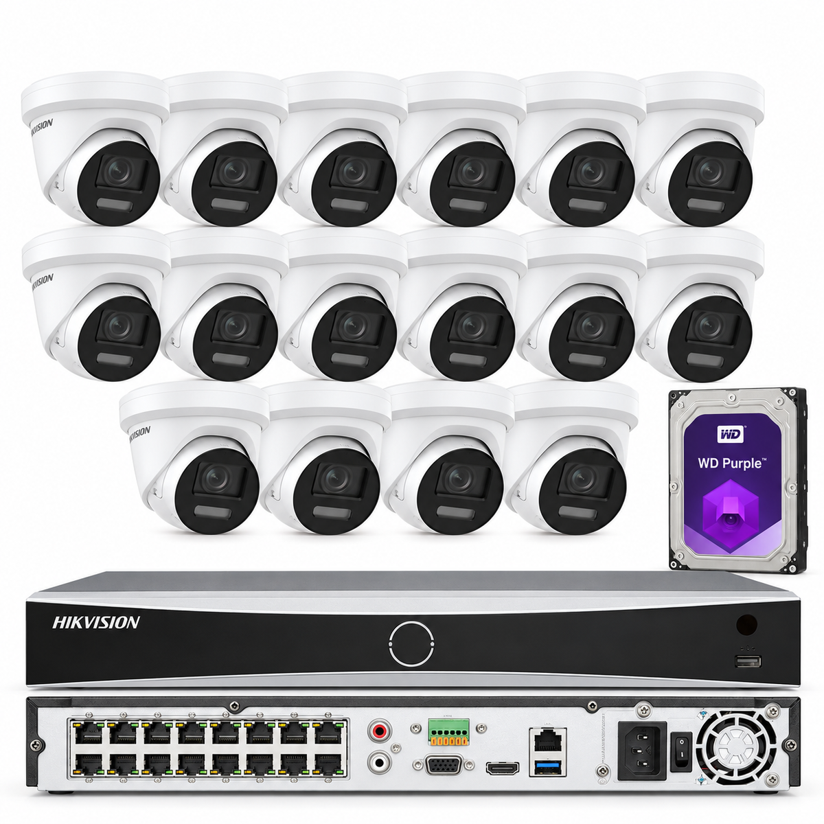Hikvision 4K 16Ch Ip Security Camera System Kit 2-Way Audio Colorvu 8Mp Lot