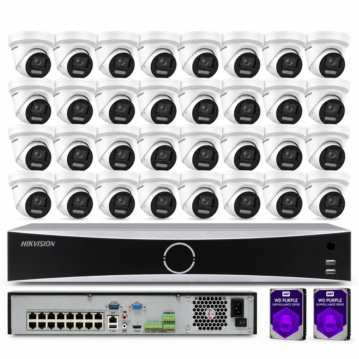 Hikvision 32CH 16POE NVR 8MP DS-2CD2387G2-LSU/SL IP Camera System ColorVu Lot D2