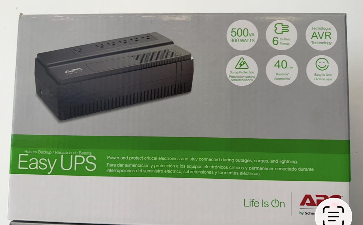 BATTERY BACKUP 40 MINUTOS EASY UPS 500 WATTS.
