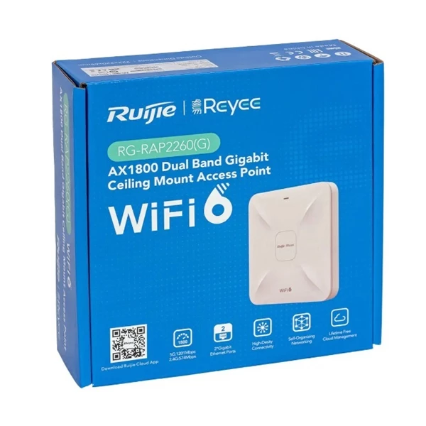 Punto de acceso de techo Wi-Fi 6 Ruijie Reyee RG-RAP2260 AX3000 con enlace ascendente 2.5G y soporte de malla