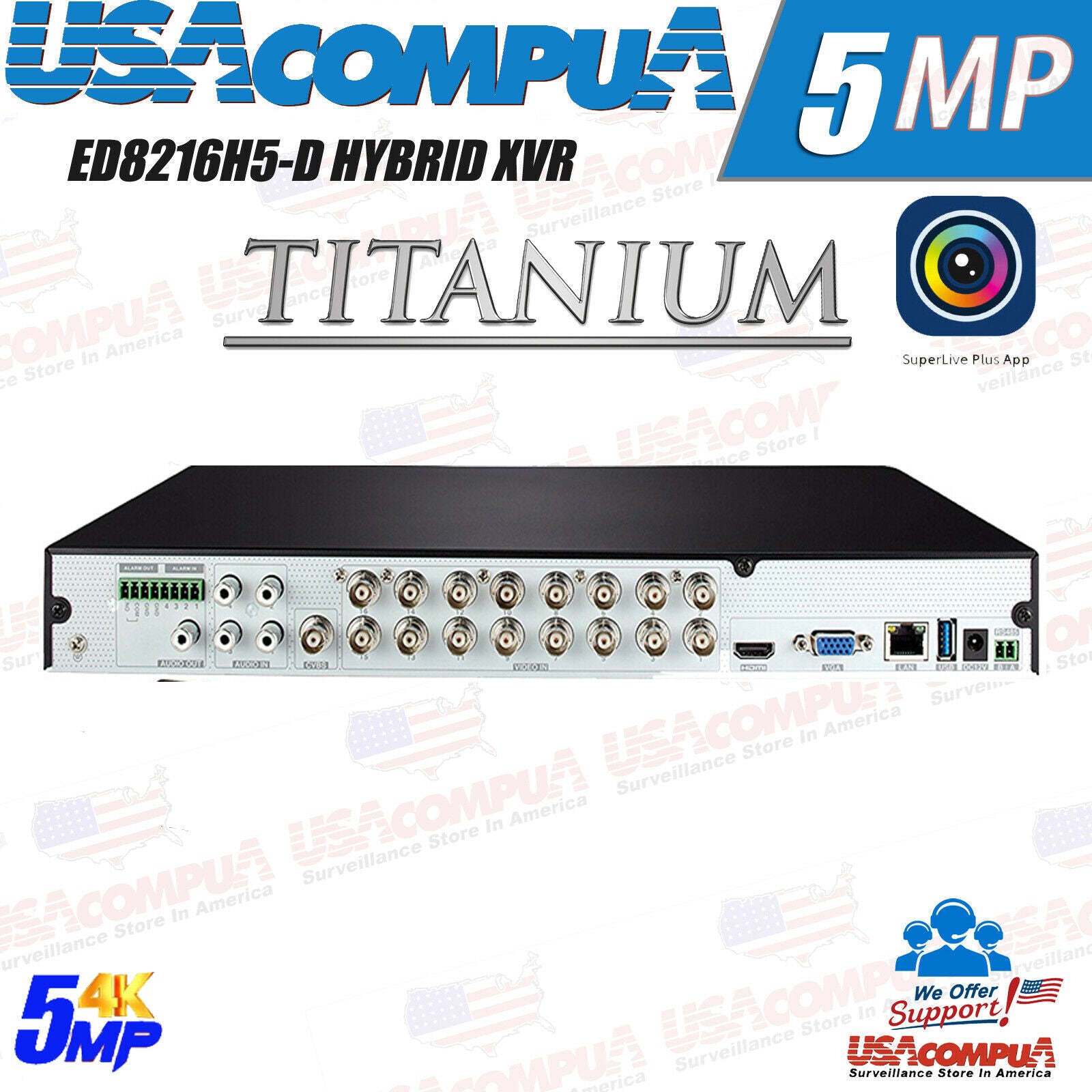 ENS ED8216H5-DN2 16 Channel Hybrid DVR H.265 5MP Lite Remote View