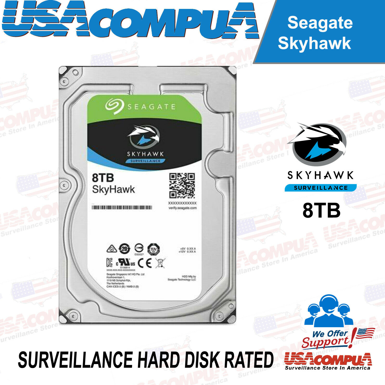 1TB Seagate Skyhawk AI SATA III 6.0GB/S 3.5" HDD 256MB NEW 2024