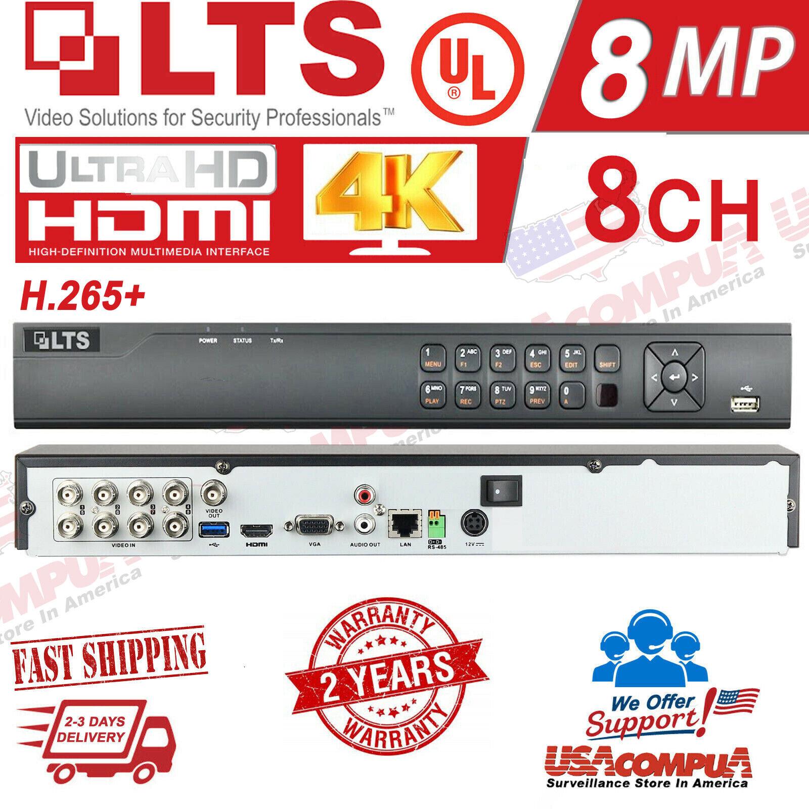 LTS LTD8508M-ST 8-Channel Smart Hybrid DVR with 4K Output and Dual SATA
