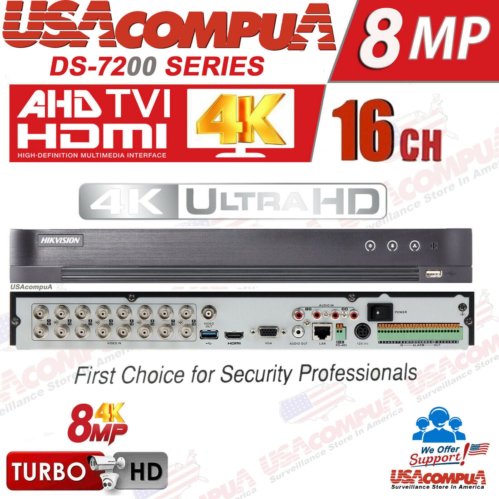 Hikvision 5MP DS-2CE76H0T-IT3F 16CH CCTV Security Camera System 4K Outdoor KIT