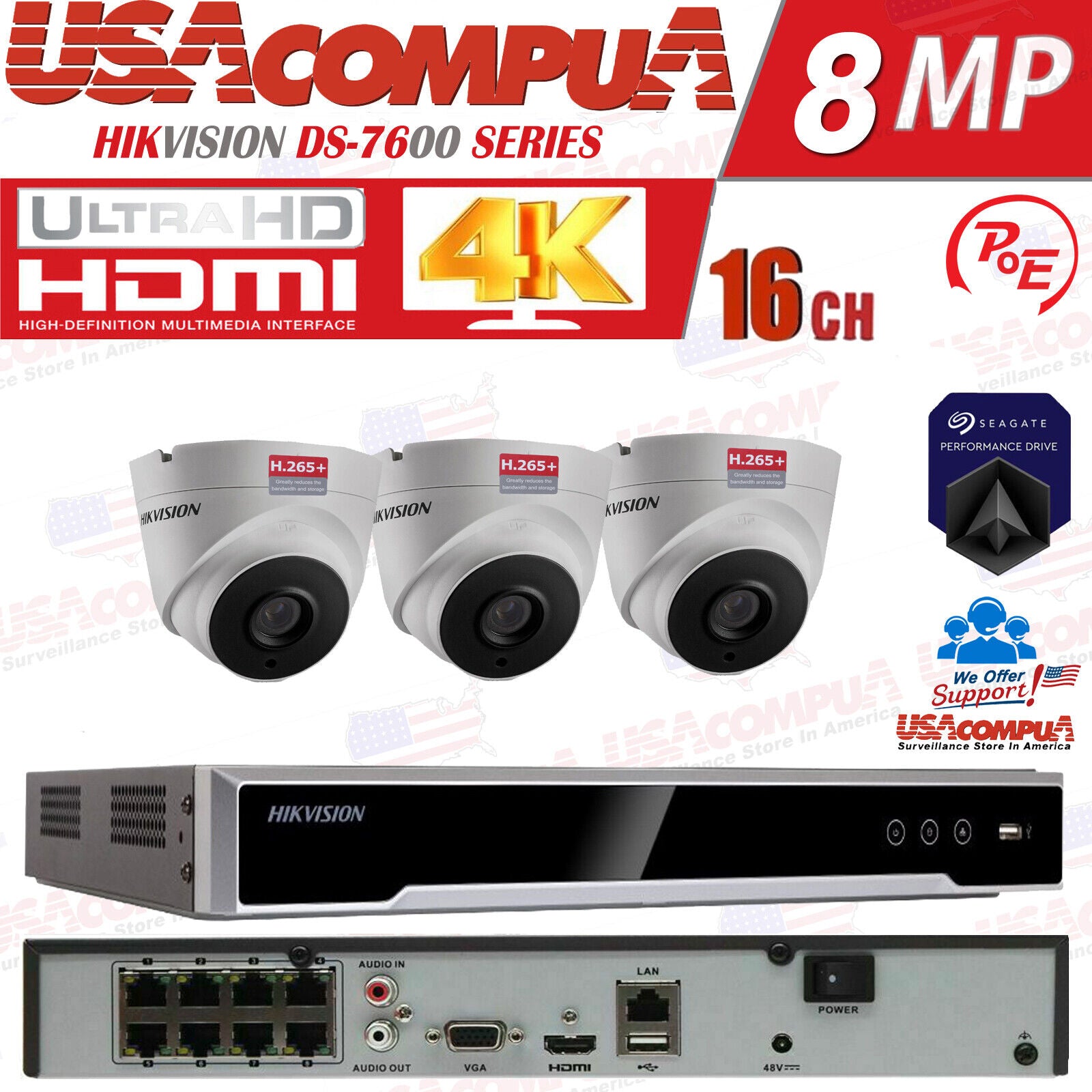 Hikvision 4K Security System NVR KIT 8CH Channel 4MP Turret POE Camera(ORIGINAL)