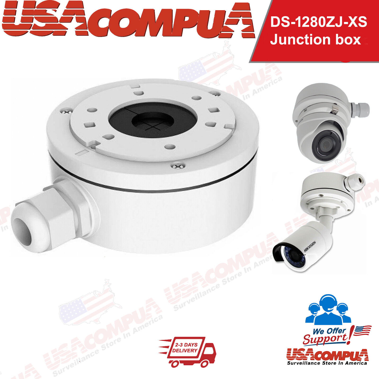 Hikvision DS-1280ZJ-XS Aluminum Junction Box for Dome Bullet Camera Mounting
