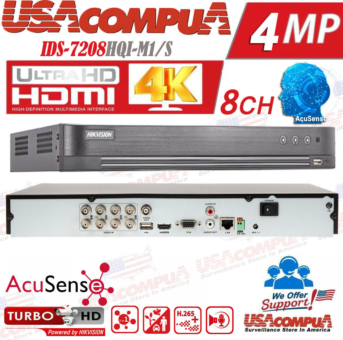 HIKVISION 2MP 8CH 4MP NVR System DS-2CE56DOT-IRMF & iDS-7208HQHI-M1/S Kit/Lot