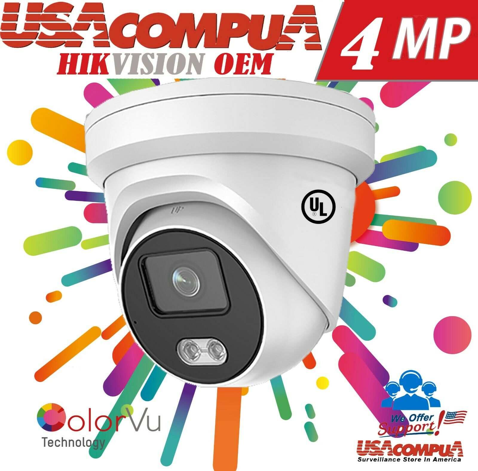 Hikvision 4CH 4K 4PoE Mic ColorVu 4MP Security Camera System IP 2.8mm Lot
