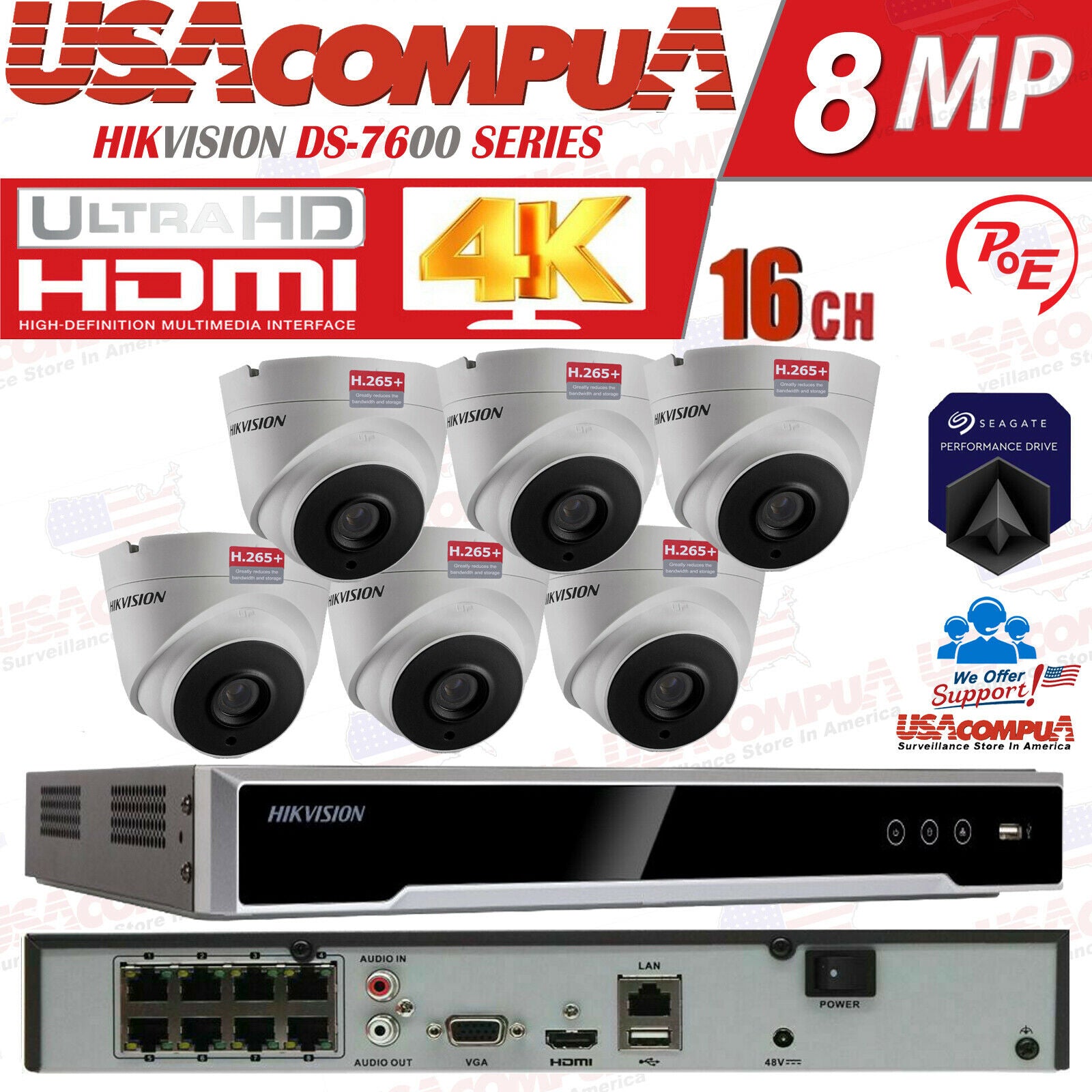 Hikvision 4K Security System NVR KIT 8CH Channel 4MP Turret POE Camera(ORIGINAL)