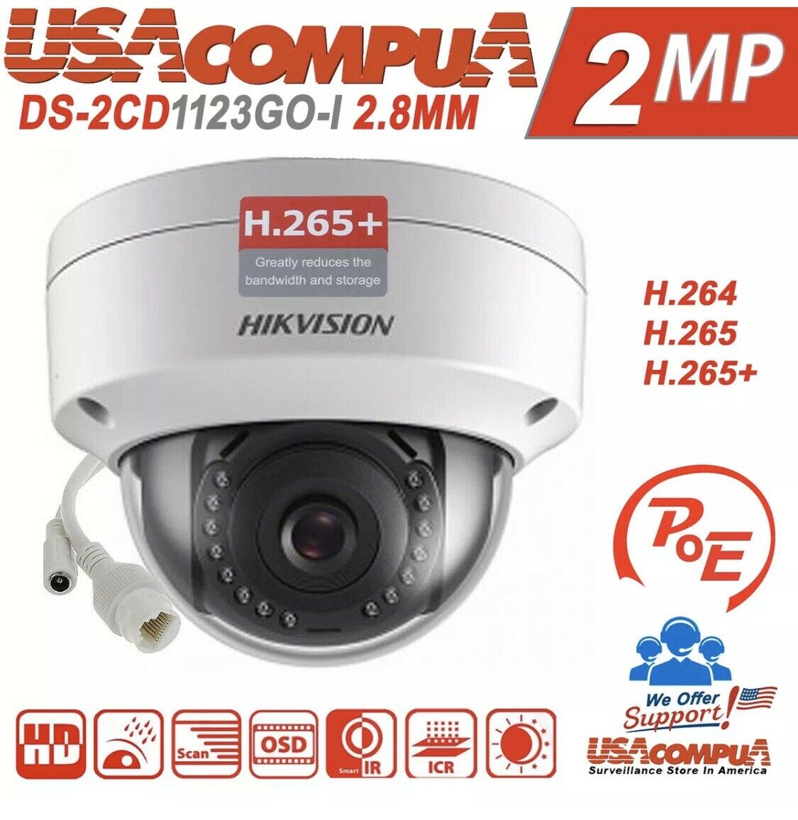 Hikvision NVR KIT 16CH POE Security System 2MP DS-2CD1123G0-I & PTZ
