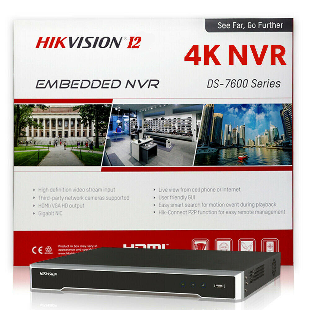 Hikvision Security Camera System NVR 8Ch 4K 12 Megapixel PoE 8MP Turret W audio