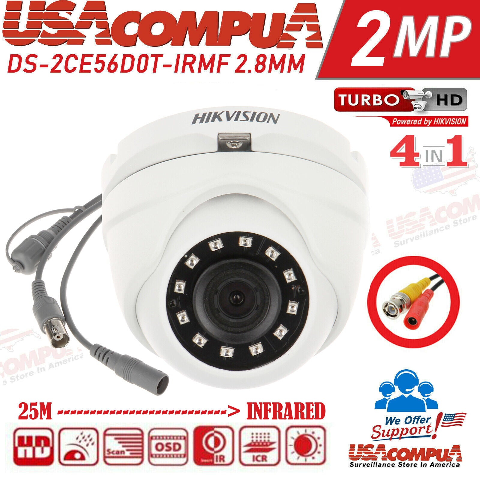 HIKVISION KIT DS- 7208HGHI-F1 1080P H264+ 1TB 8 CAMERAS VANDAL PROOF HD DOME