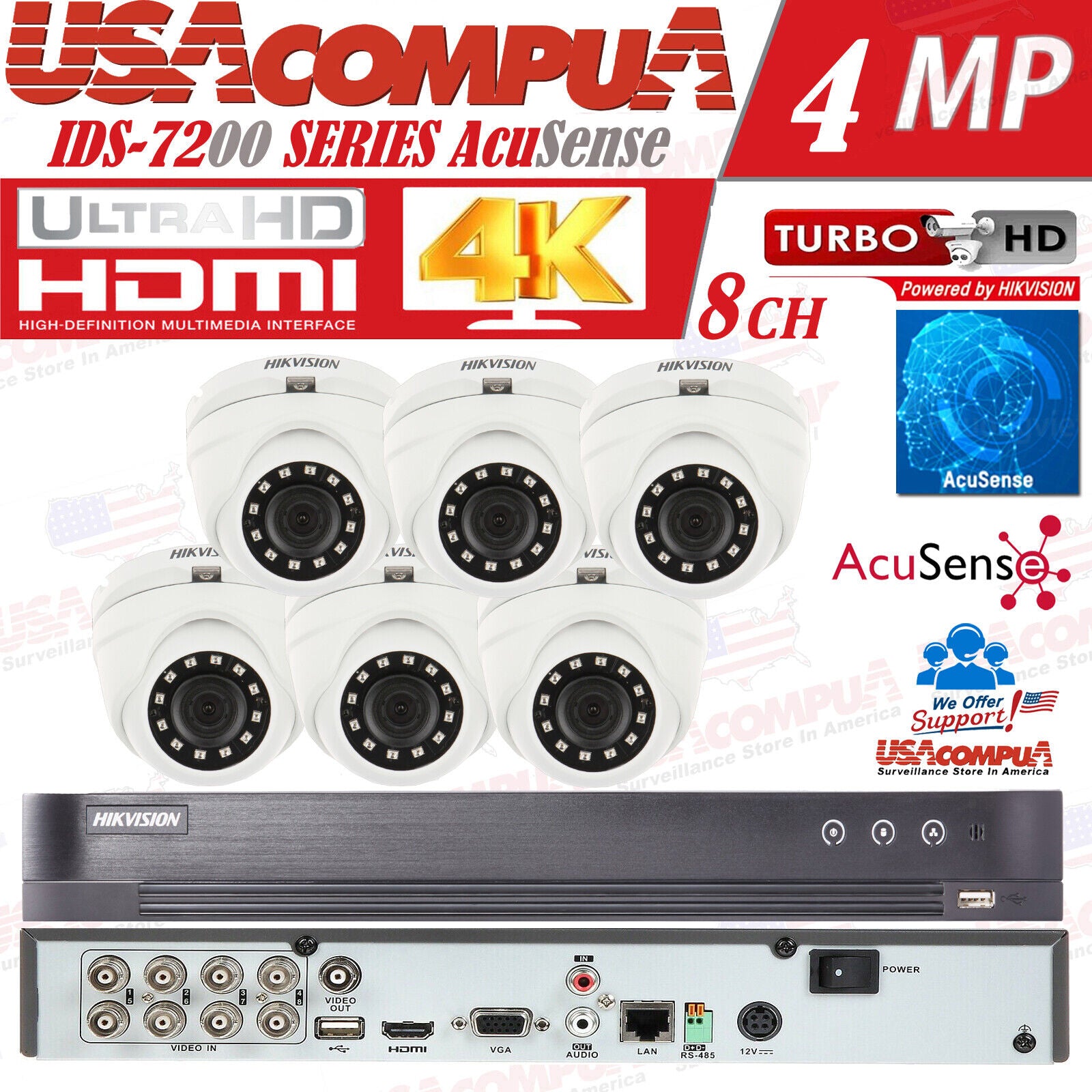 HIKVISION 2MP 8CH 4MP NVR System DS-2CE56DOT-IRMF & iDS-7208HQHI-M1/S Kit/Lot