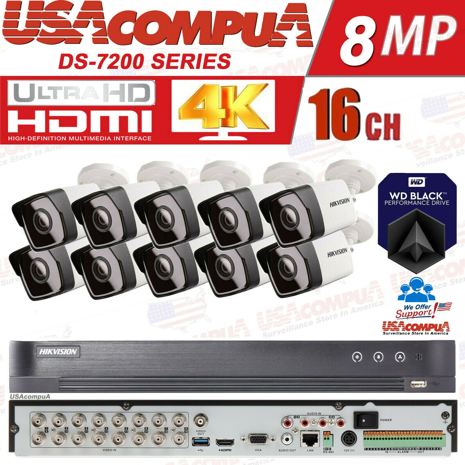 Hikvision 4K CCTV Security System 16 Channel 5MP Cameras KIT 2.8mm HDD OPTIONAL