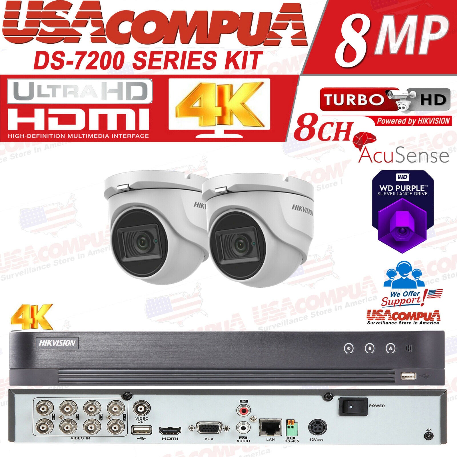 HIKVISION 4K Security Camera System Kit 8CH Turbo 8MP MINI DOME (CUSTOM)