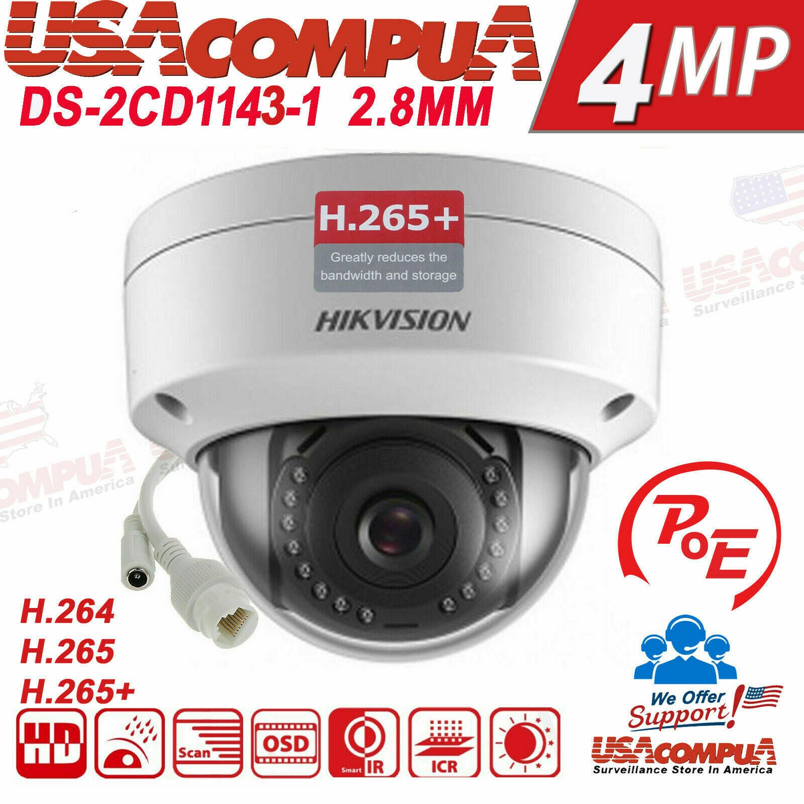 Hikvision NVR Kit 4 Cameras IP 4MP 2.8MM 2TB PURPLE W/8CH POE 4K-HDMI