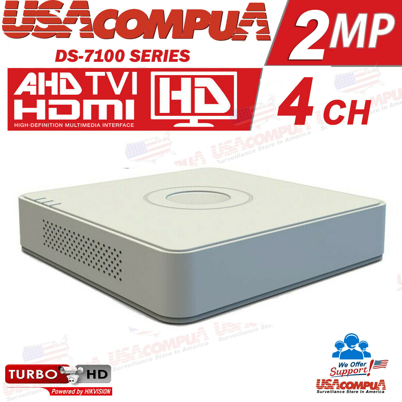 Hikvision DS-7104HGHI-F1/N 4 Channel Turbo HD DVR with H.264+ Compression