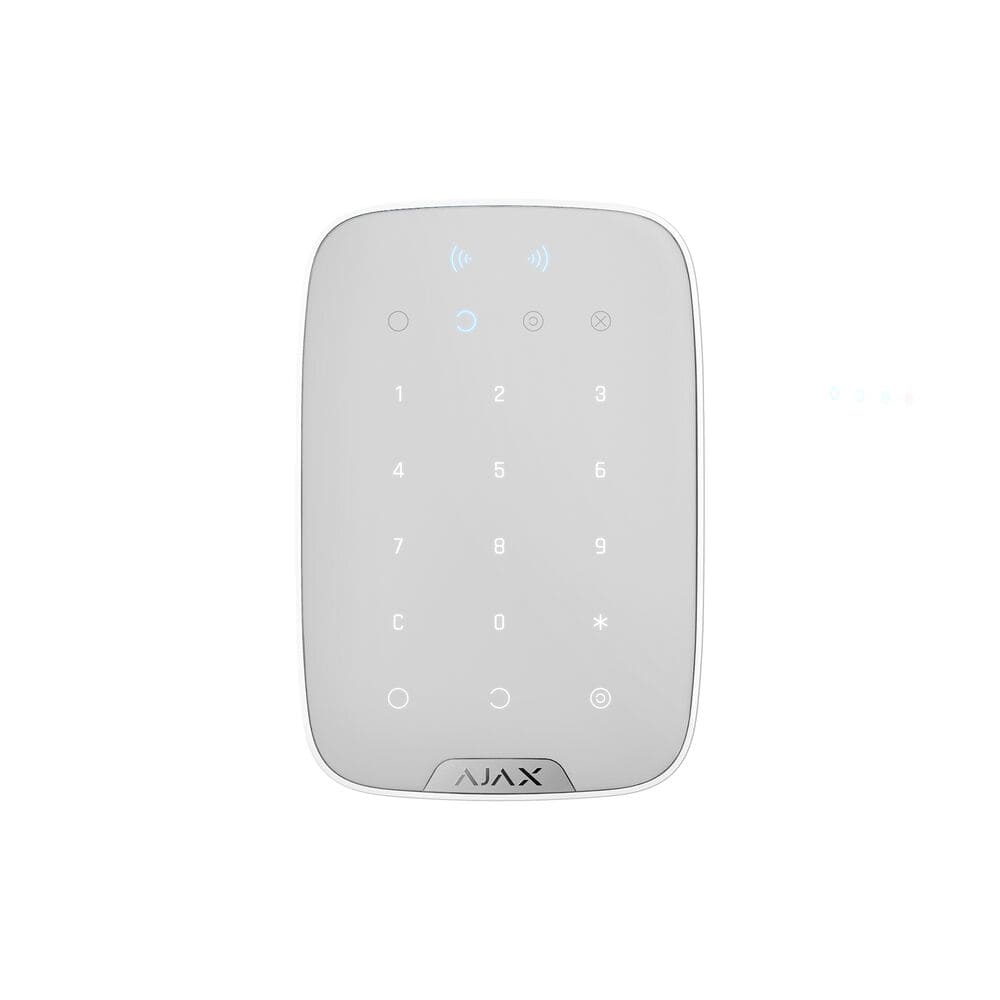 TECLADO TÁCTIL INALÁMBRICO AJAX KEYPAD PLUS COMPATIBLE CON TARJETAS Y LLAVEROS ENCRIPTADOS BLANCO