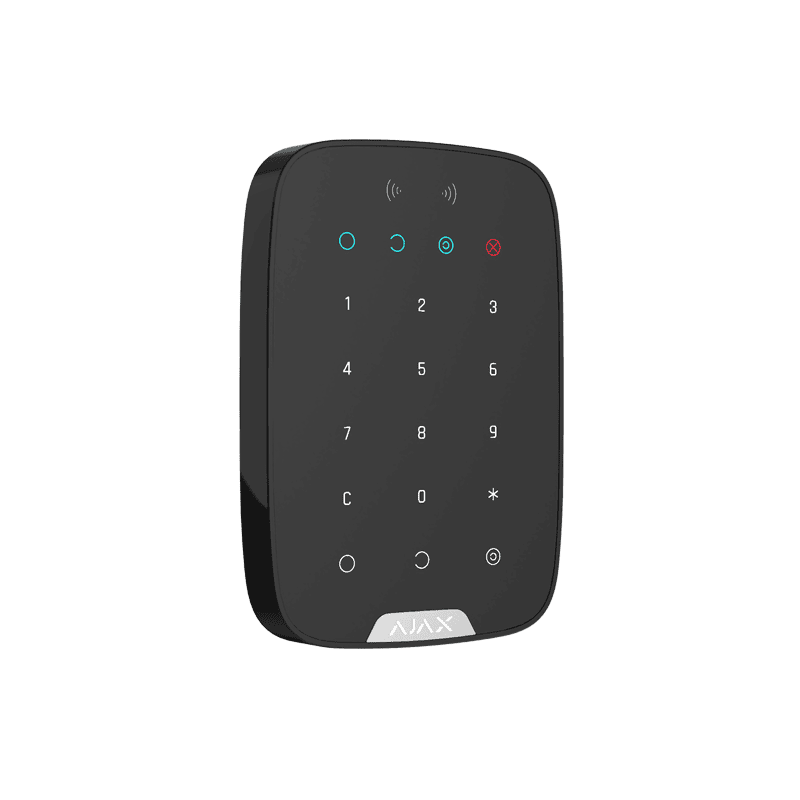TECLADO TÁCTIL INALÁMBRICO AJAX KEYPAD PLUS COMPATIBLE CON TARJETAS Y LLAVEROS CIFRADOS NEGRO