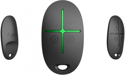 CONTROL REMOTO AJAX SPACECONTROL NEGRO DE CUATRO BOTONES CON INDICACIÓN DE ENVÍO DE COMANDOS