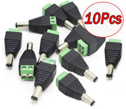 10Pcs Connector for CCTV  DC Power Male 5.5 x 2.1mm Jack Adapter Cable Plug